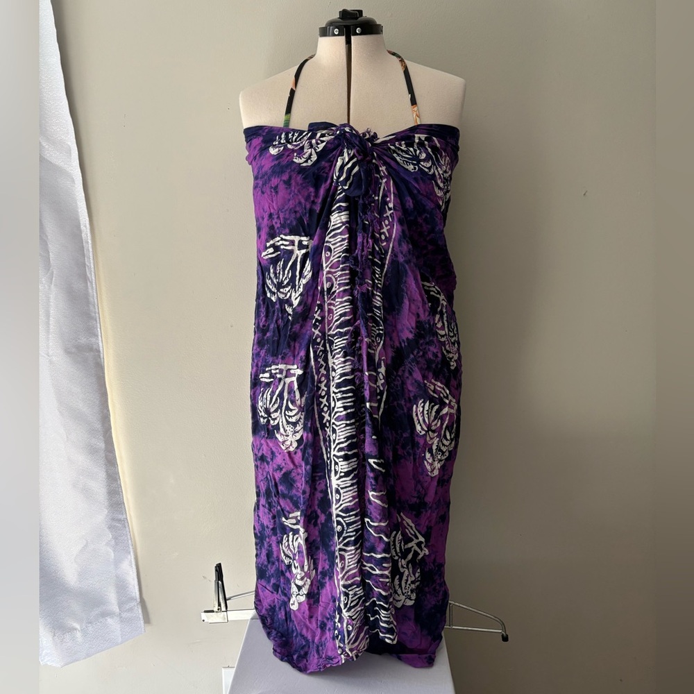 Purple Tie-Dye Sarong Cover-Up - Women Swim Versatile - Picture 3 of 5